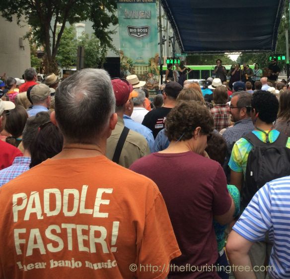 The Duhks (top right) and the obligatory "Paddle Faster" t-shirt